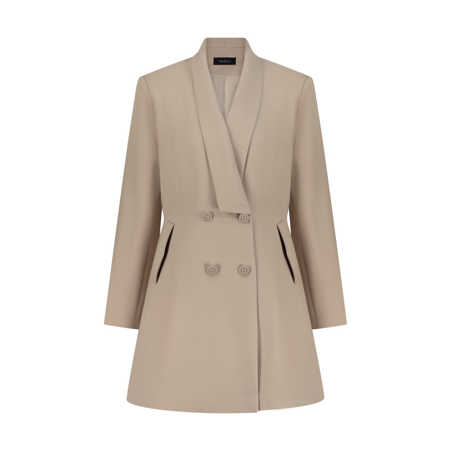 Beige Fitted Suit