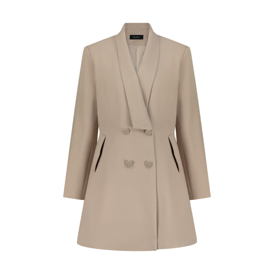 Beige Fitted Suit